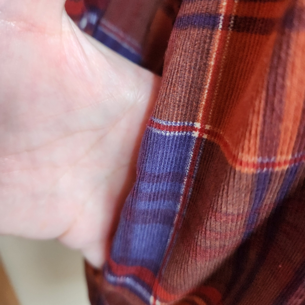 Garnet Hill Feather Wale Cord 3/4 Sleeve Dress Plaid Size XL - Picture 6 of 9